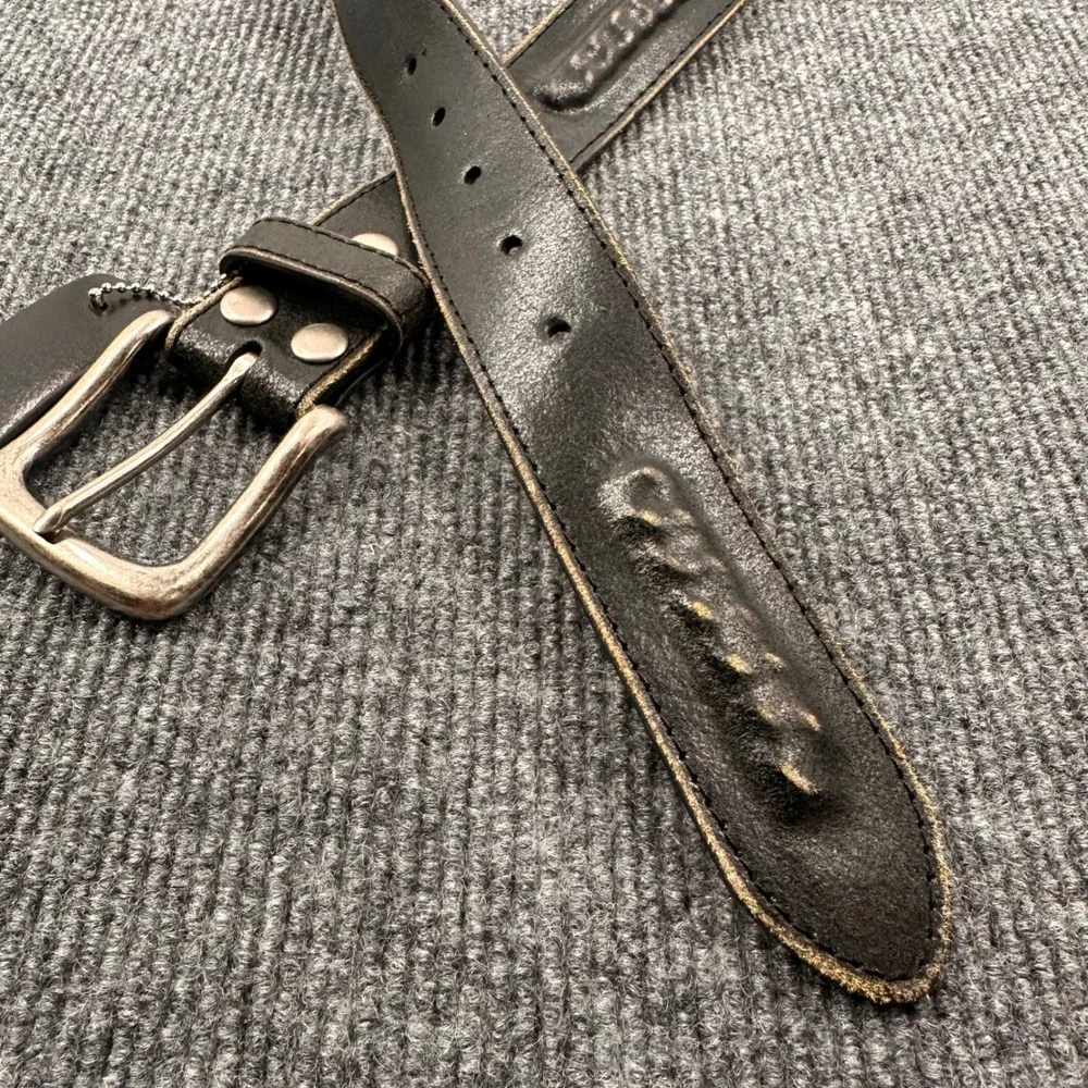 Classico Italia Leather Belt Mens S Embossed Distressed Black Vintage Casual